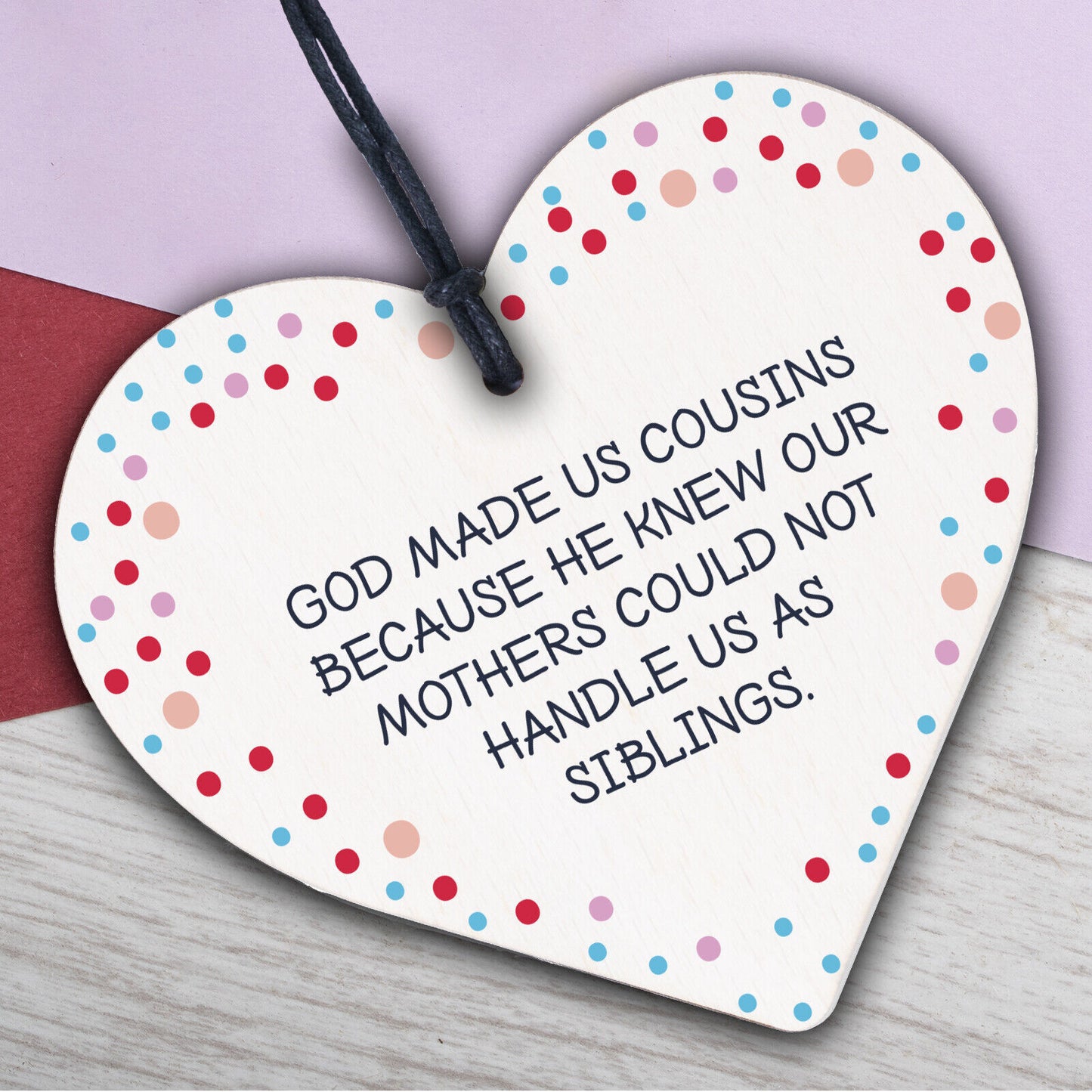 Cousin Heart Plaque Wooden Cousin Birthday Card Male Female Christmas Gifts Sign