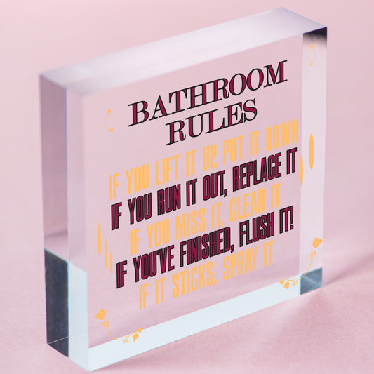 Bathroom Rules Marble Theme Home Decor Bathroom Toilet Sign Home Gift