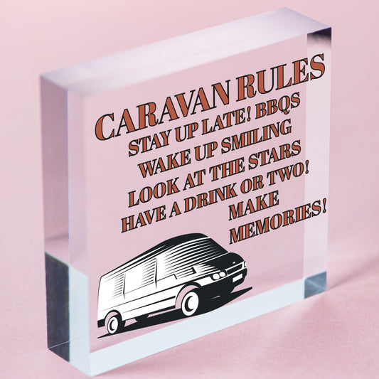 Funny Caravan Rules Sign Novelty Plaque Welcome Sign Retirement Gift