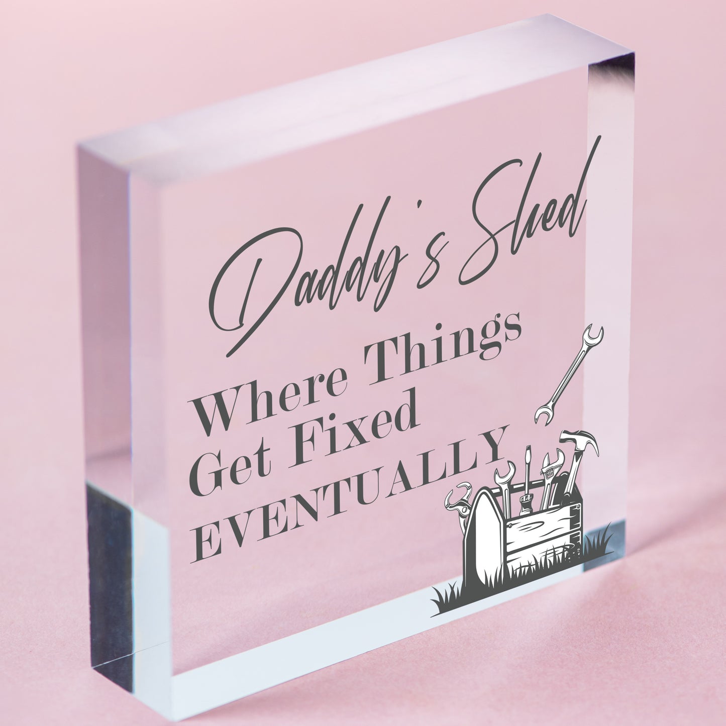 DADDY'S SHED Fixed Eventually Sign Fathers Day Hanging Plaque Man Cave Dad Gift