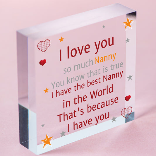 Gifts for Nanny Nan Granny Grandma Wooden Heart Sign Birthday Christmas Xmas