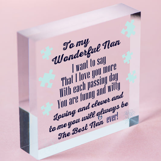 Special Gift For Nan Wooden Heart Nan Birthday Gift Grandparent Plaque Love Sign