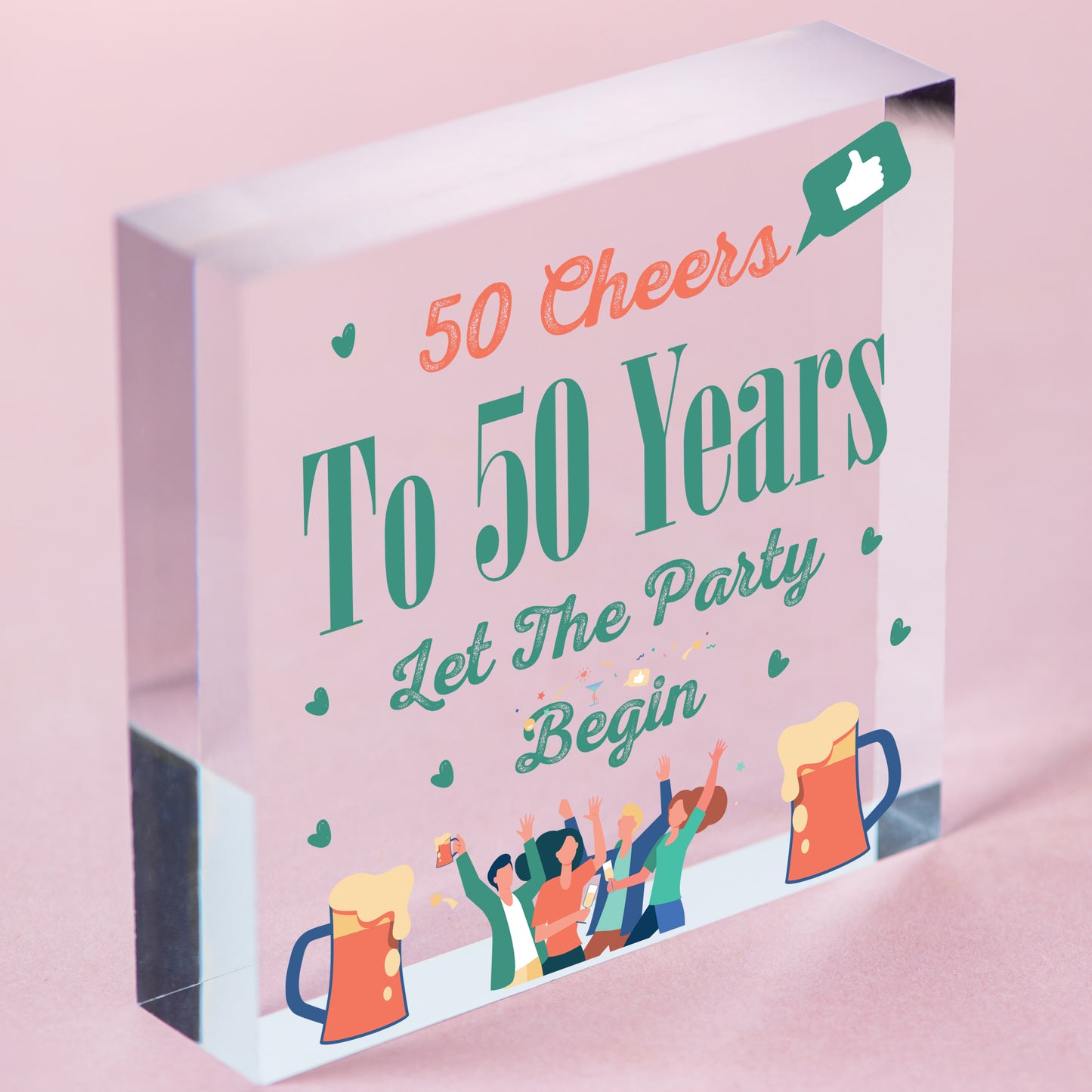 50th Birthday 50 Cheers To 50 Years Funny Wooden Heart Sign Gift For Him Her