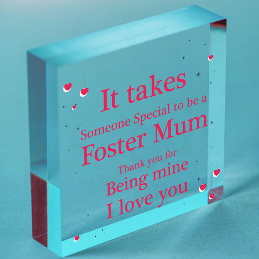 Christmas Gifts For Mum Thank You Wood Heart Foster Mum Mother Daughter Son Gift Free-Standing Block