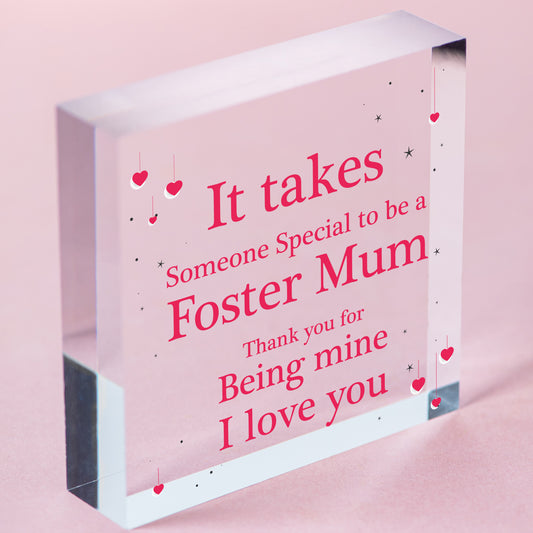 Christmas Gifts For Mum Thank You Wood Heart Foster Mum Mother Daughter Son Gift Free-Standing Block