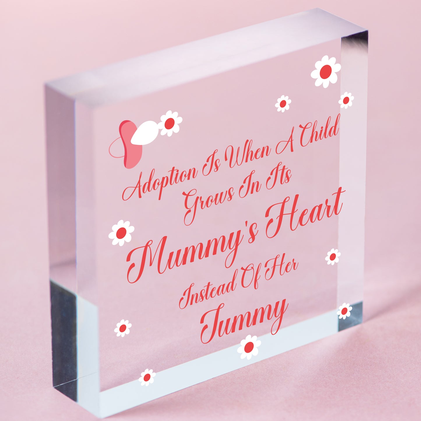 Adoption Is When A Child Grows In Mummys Heart Wooden Hanging Plaque Love Gift Free-Standing Block