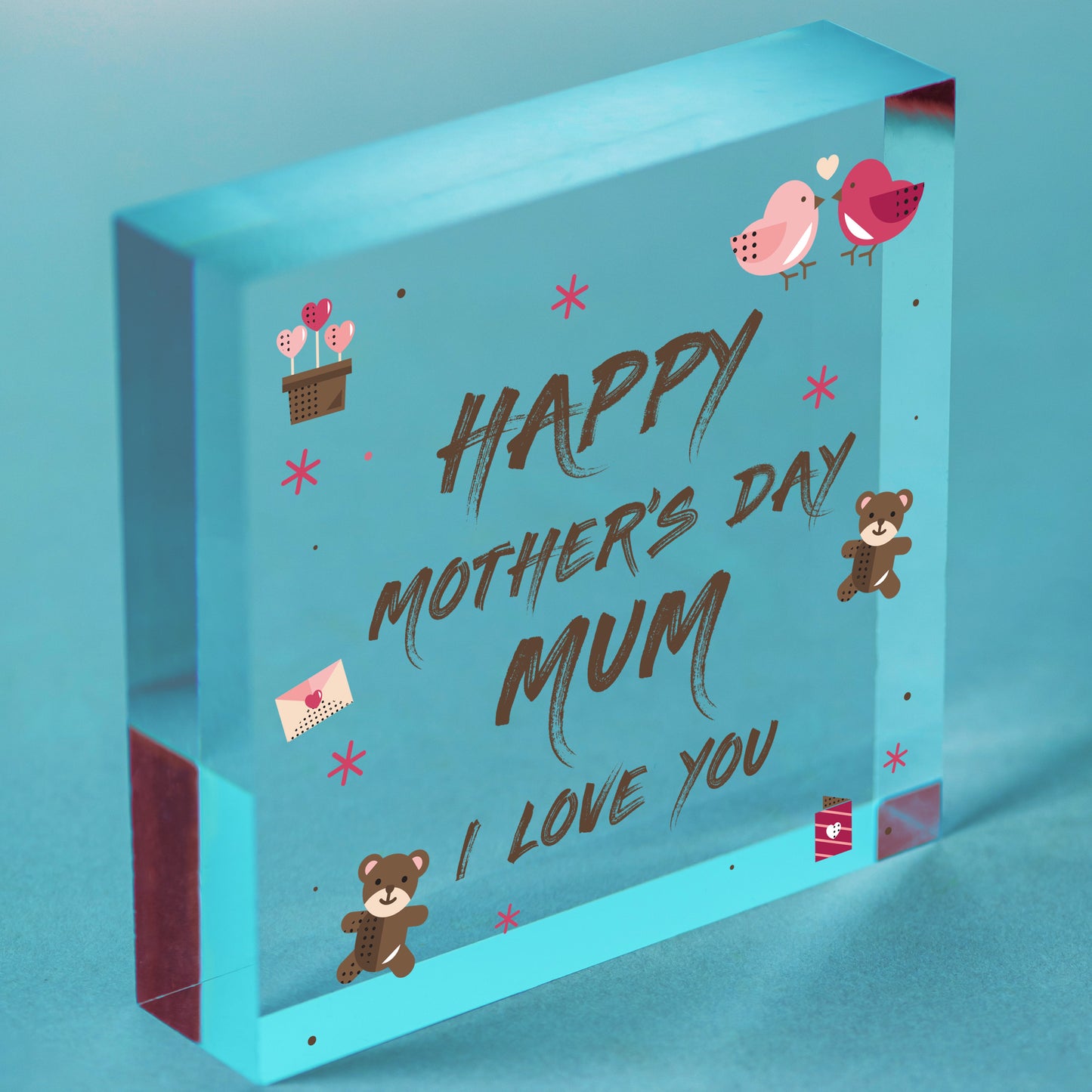 Mothers Day Gift From Daughter Son Engraved Wooden Plaque Gift For Mum Her Free-Standing Block