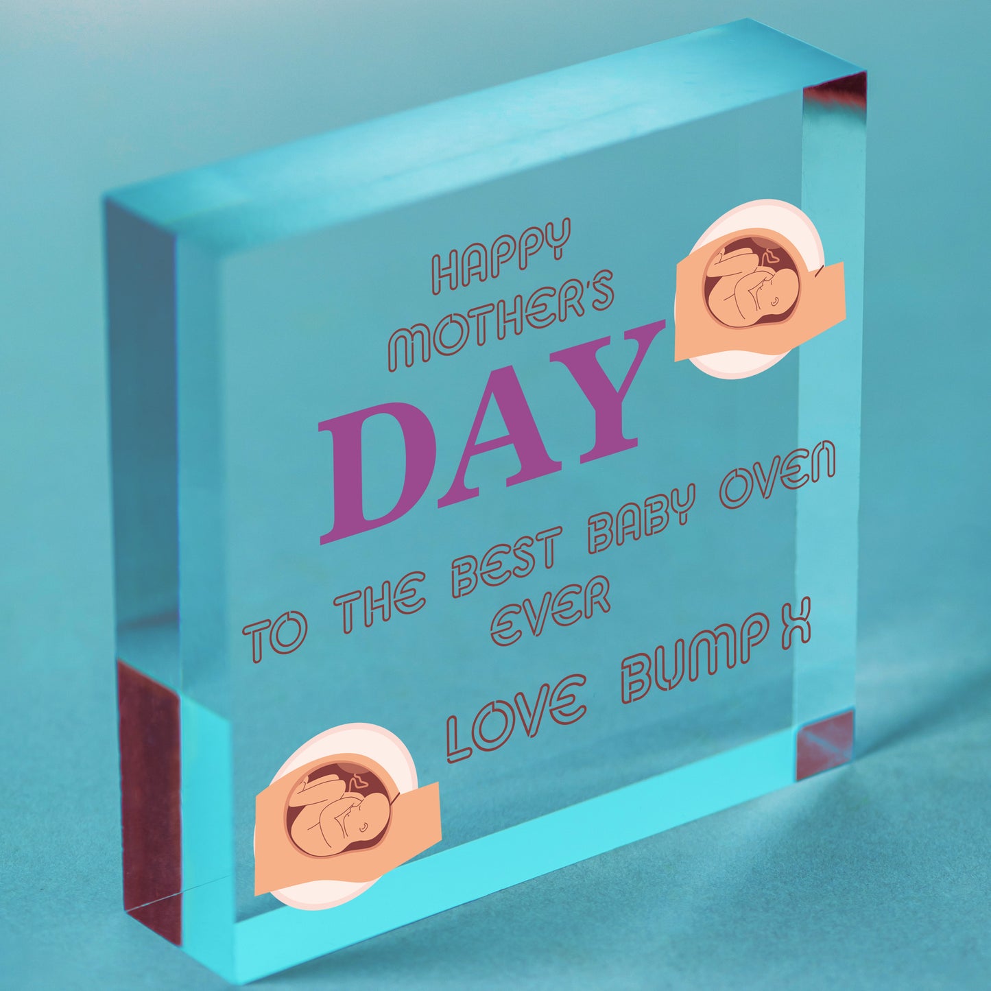 Mothers Day Gift From Bump Wood Heart Best Baby Oven Mum To Be Gifts Keepsake Free-Standing Block