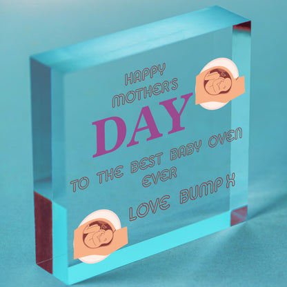 Mothers Day Gift From Bump Wood Heart Best Baby Oven Mum To Be Gifts Keepsake Free-Standing Block