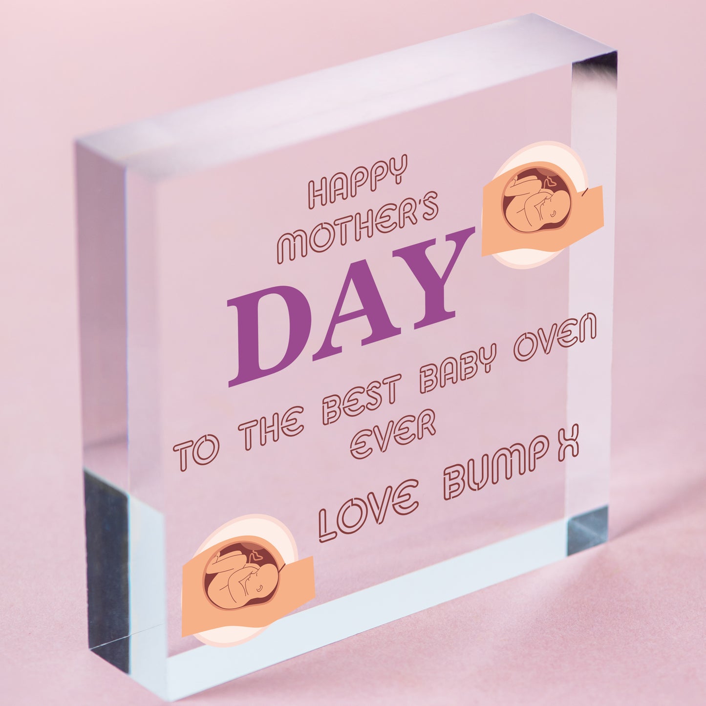 Mothers Day Gift From Bump Wood Heart Best Baby Oven Mum To Be Gifts Keepsake Free-Standing Block