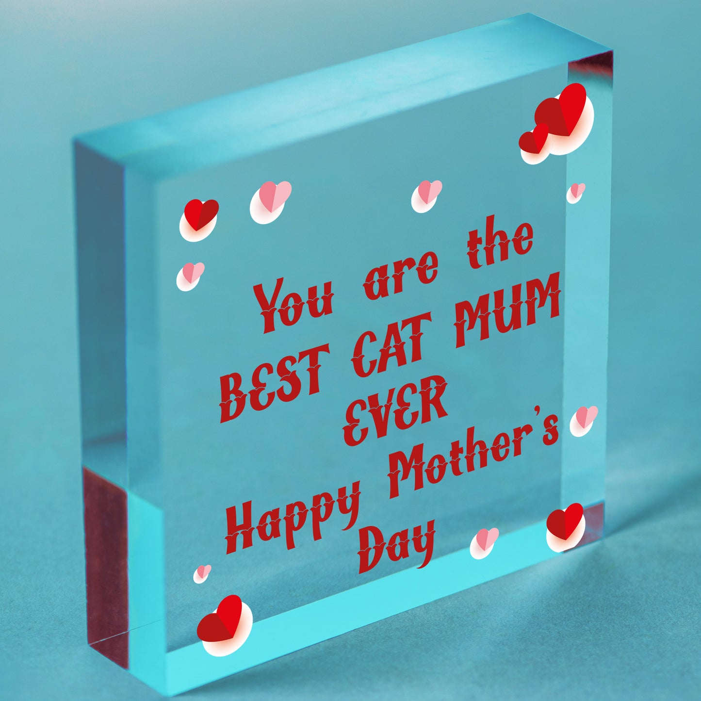 Funny Mothers Day Gift Cards Wooden Heart Best Cat Mum Gifts Humour Cat Signs Free-Standing Block