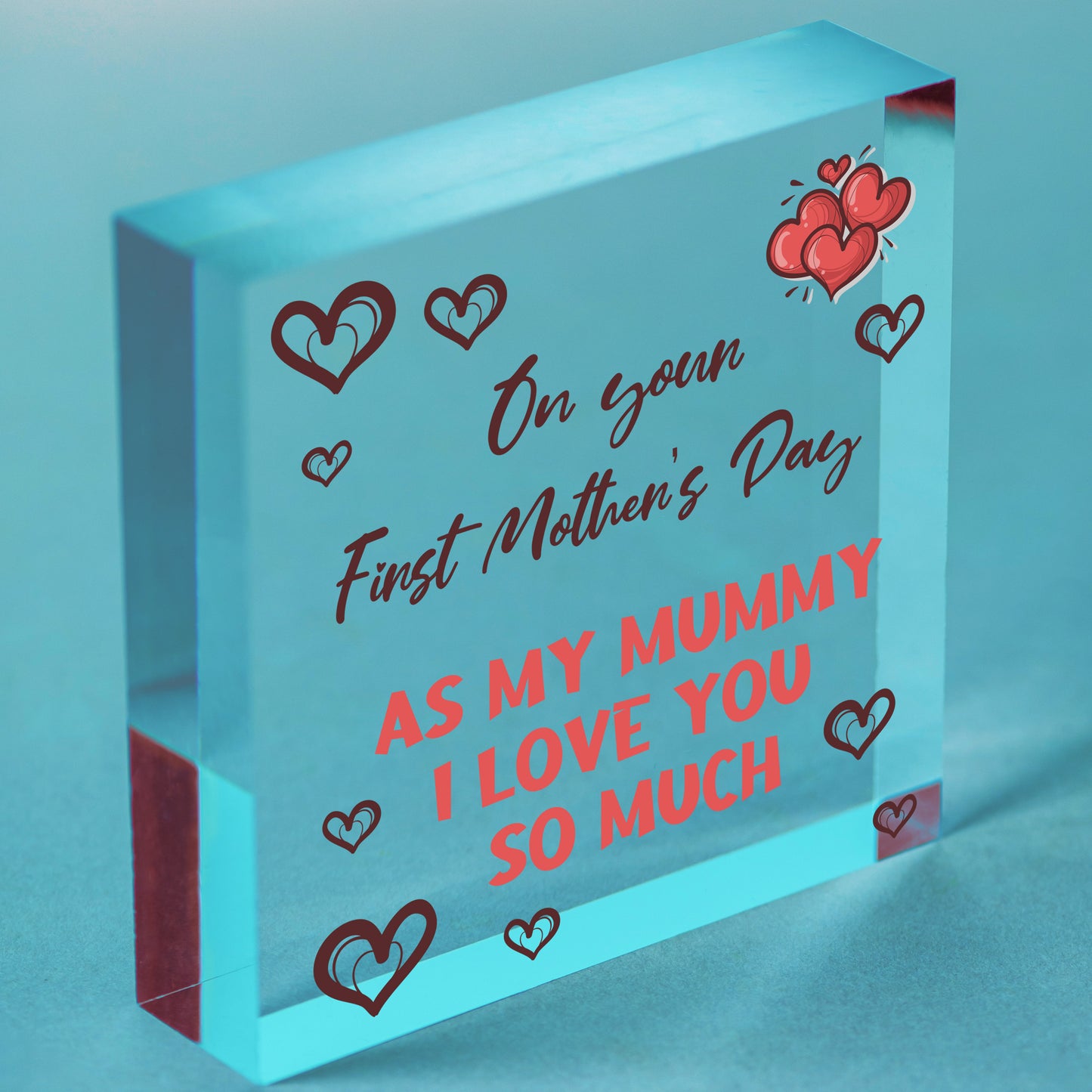 First Mothers Day Wood Heart Gift Mum Mummy To Be Newborn Baby Bump Gifts Free-Standing Block