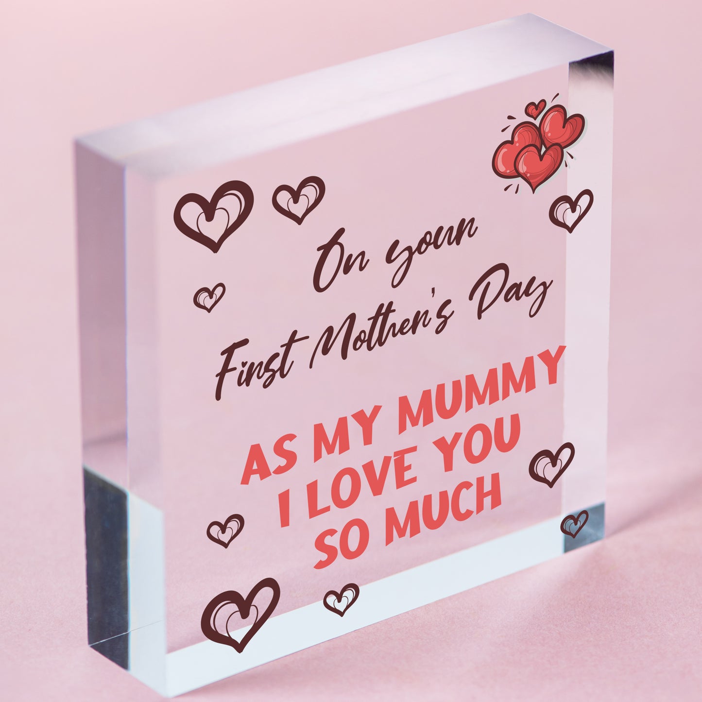 First Mothers Day Wood Heart Gift Mum Mummy To Be Newborn Baby Bump Gifts Free-Standing Block