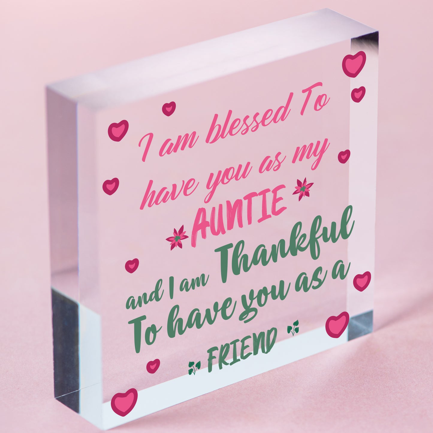 Handmade Auntie Birthday Gift Wooden Heart Plaque Keepsake Mothers Day Gift Free-Standing Block