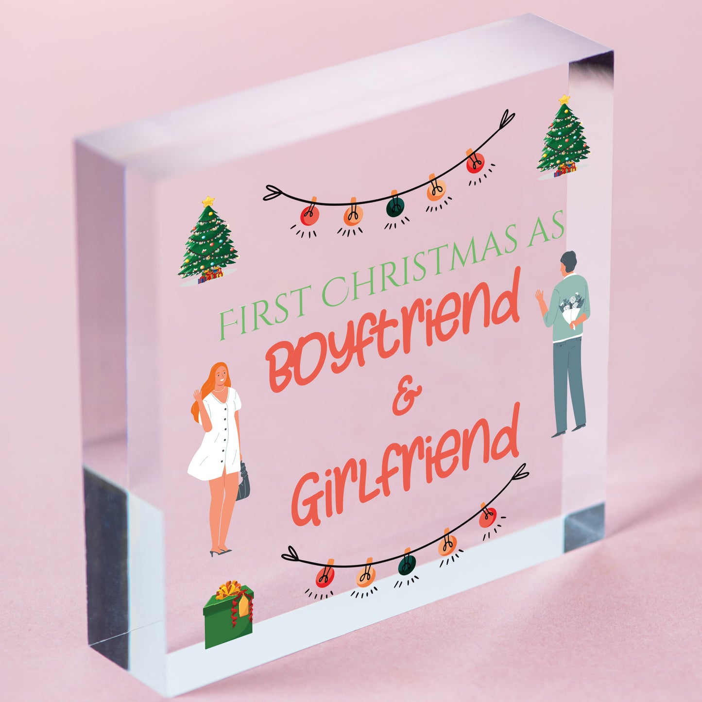 First Christmas As Boyfriend And Girlfriend 1st Christmas Bauble Couple Gift Free-Standing Block