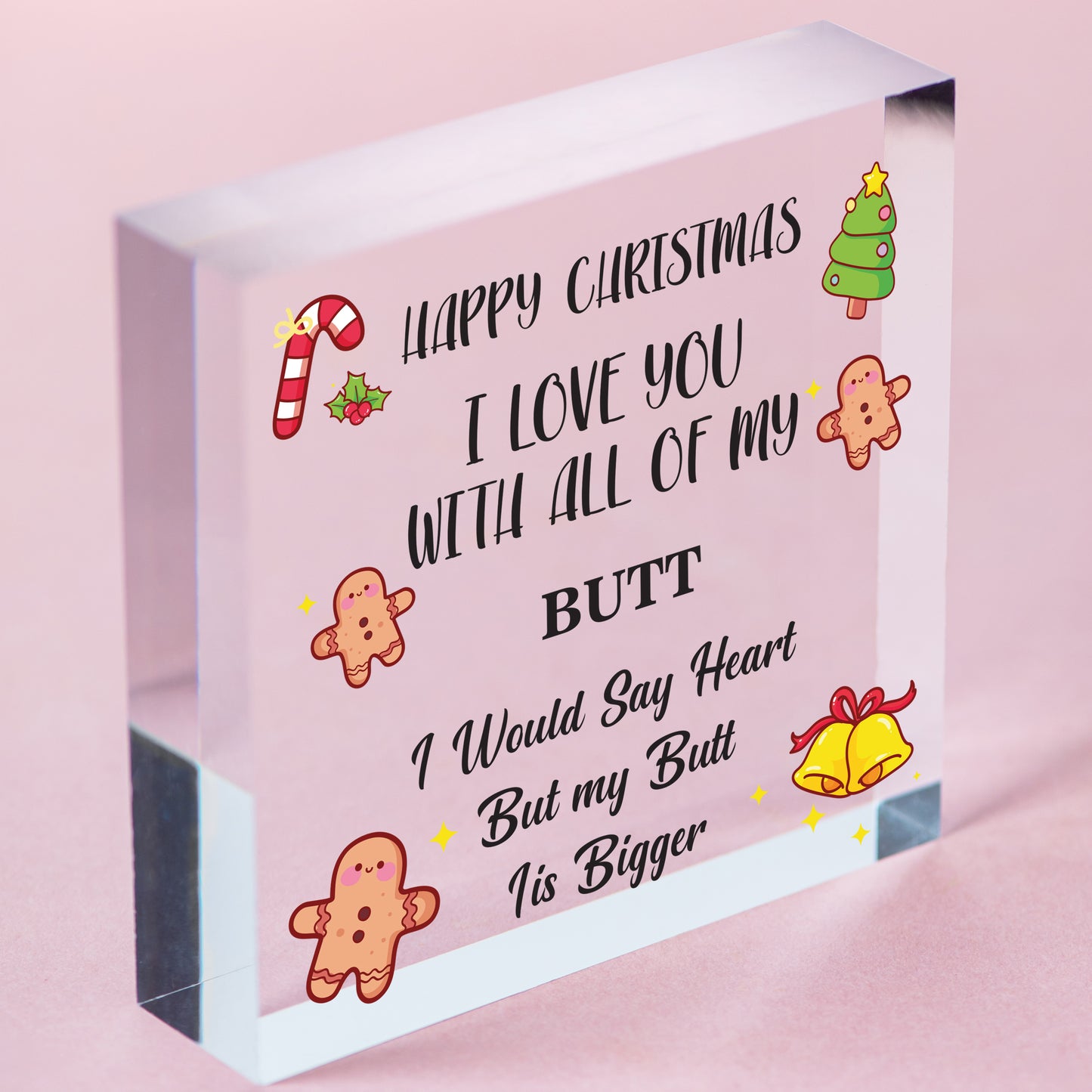 Funny Rude Christmas Gift Wooden Heart Christmas Card For Husband Boyfriend Free-Standing Block