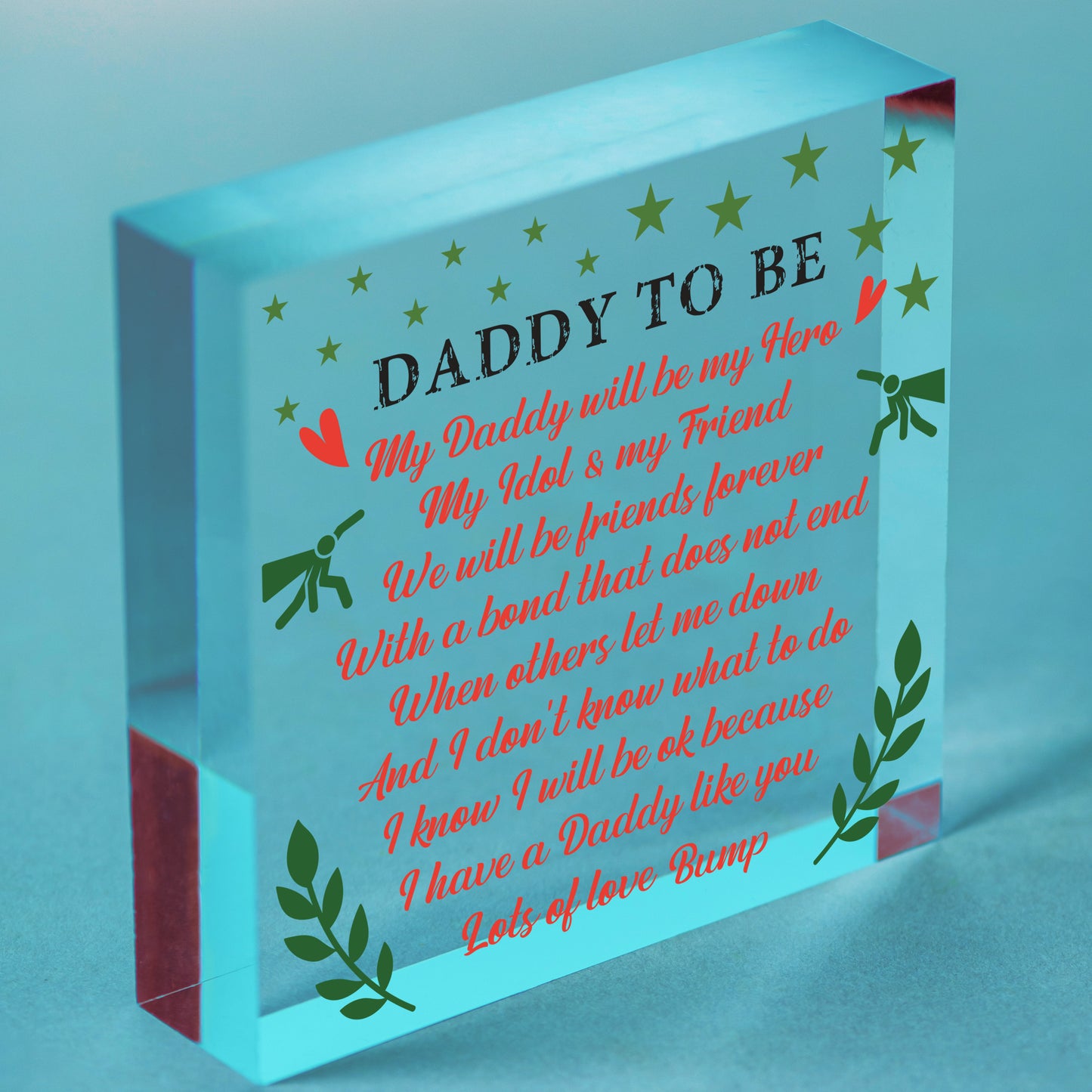 Best Daddy Gifts Heart Daddy To Be Birthday Cards Baby Shower Gifts From Bump Free-Standing Block