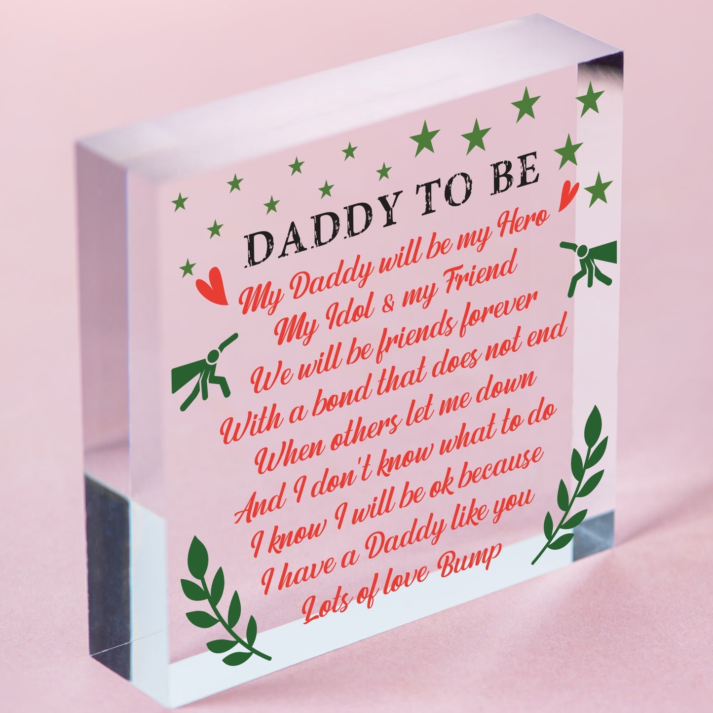 Best Daddy Gifts Heart Daddy To Be Birthday Cards Baby Shower Gifts From Bump Free-Standing Block