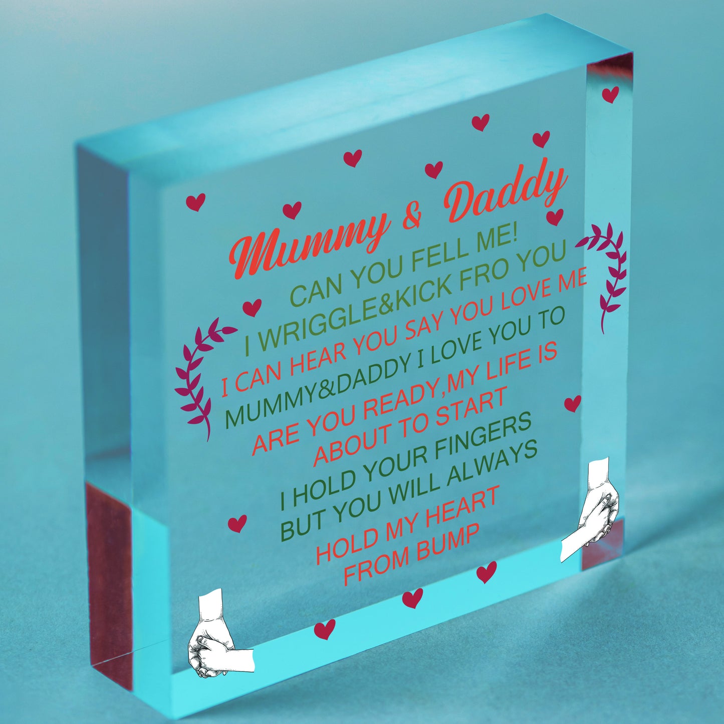 Mum To Be Dad To Be Gift Heart Baby Keepsake Gift From Bump To Mummy Daddy Free-Standing Block