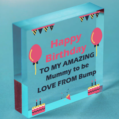 Mummy To Be From Bump Happy Birthday Wood Heart Mum Mother Wife Card Baby Gifts Free-Standing Block