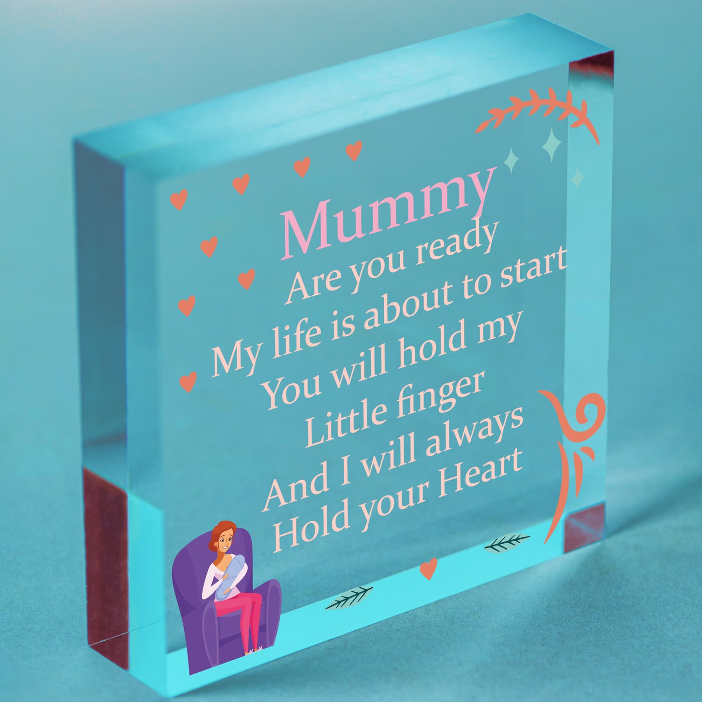 Mummy To Be Baby Shower Gift Heart New Baby Gift Plaque Mummy To Be From Bump Free-Standing Block