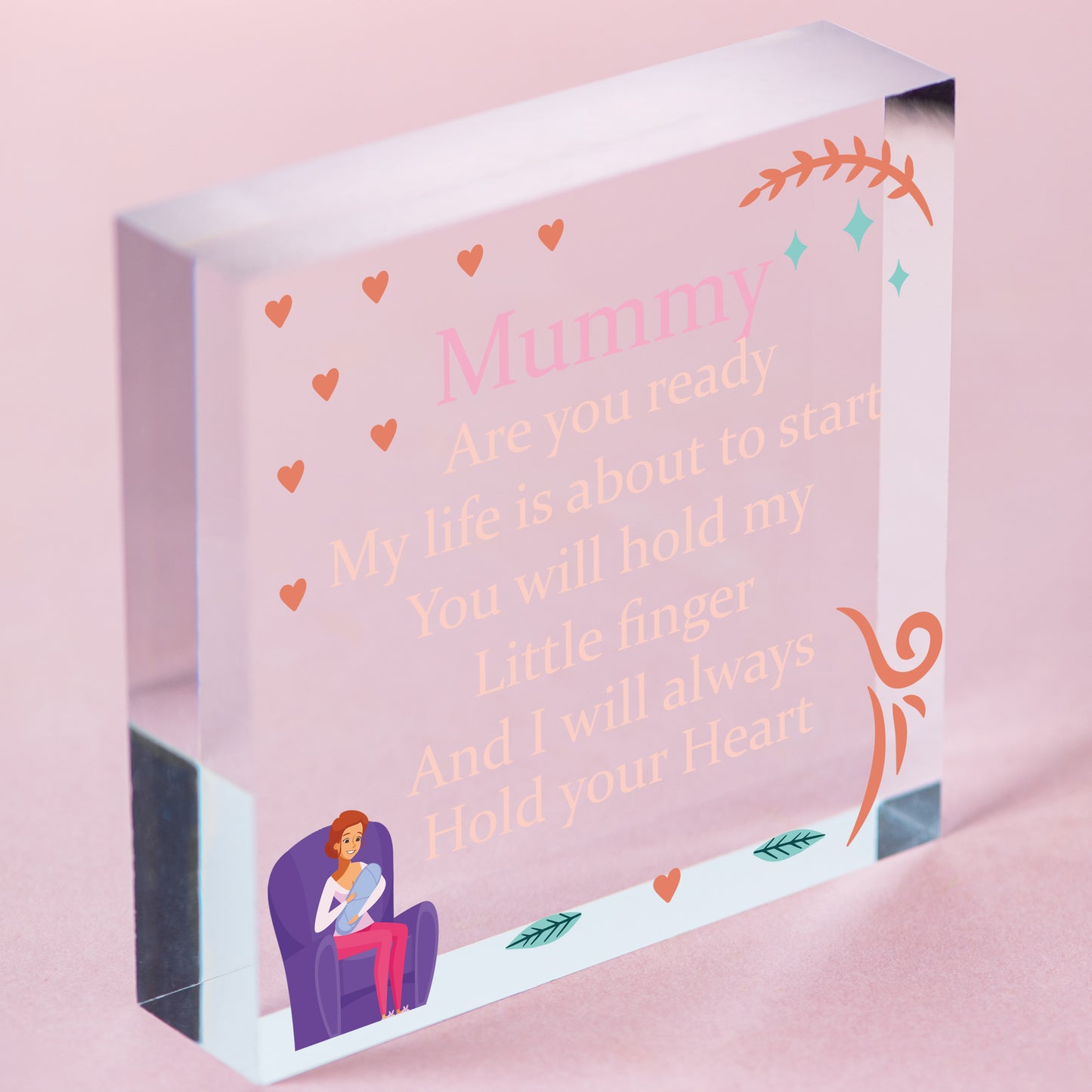 Mummy To Be Baby Shower Gift Heart New Baby Gift Plaque Mummy To Be From Bump Free-Standing Block