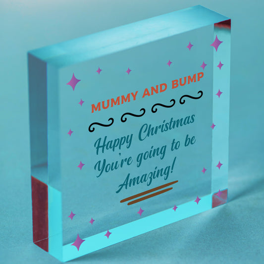 Mummy To Be Gift From Bump Engraved Heart Christmas Gift For Mummy Xmas Decor Free-Standing Block