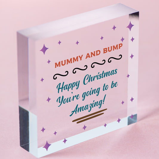 Mummy To Be Gift From Bump Engraved Heart Christmas Gift For Mummy Xmas Decor Free-Standing Block