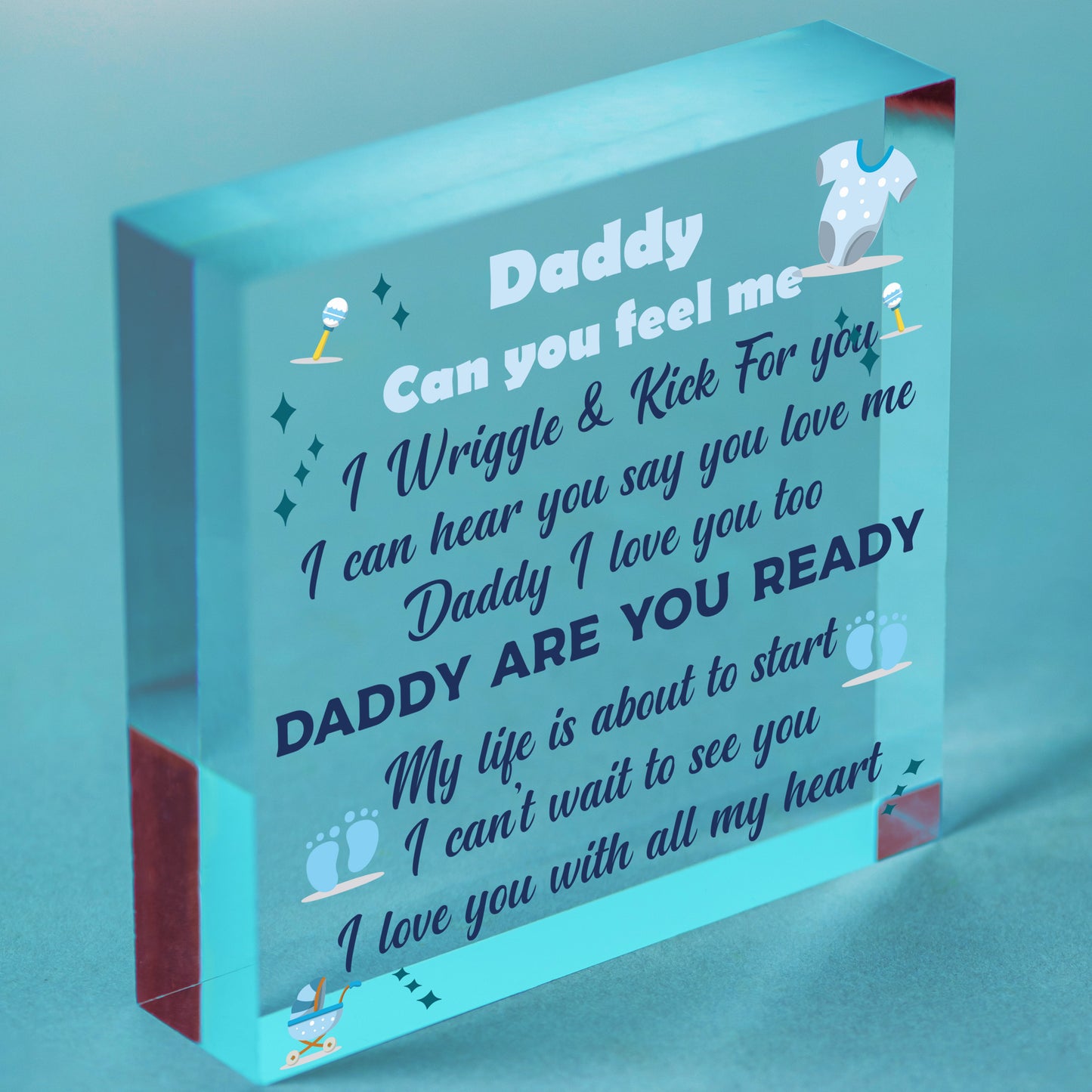 Daddy To Be Gifts From Daughter And Son Wood Heart From Bump Baby Gifts For Dad Free-Standing Block