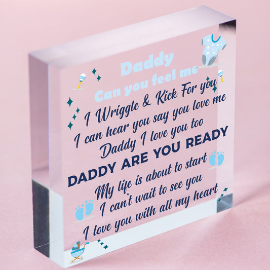 Daddy To Be Gifts From Daughter And Son Wood Heart From Bump Baby Gifts For Dad Free-Standing Block