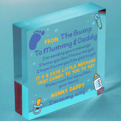 From Bump Gifts Mummy To Be Gifts Daddy To Be Card Wood Heart Baby Shower Gift Free-Standing Block