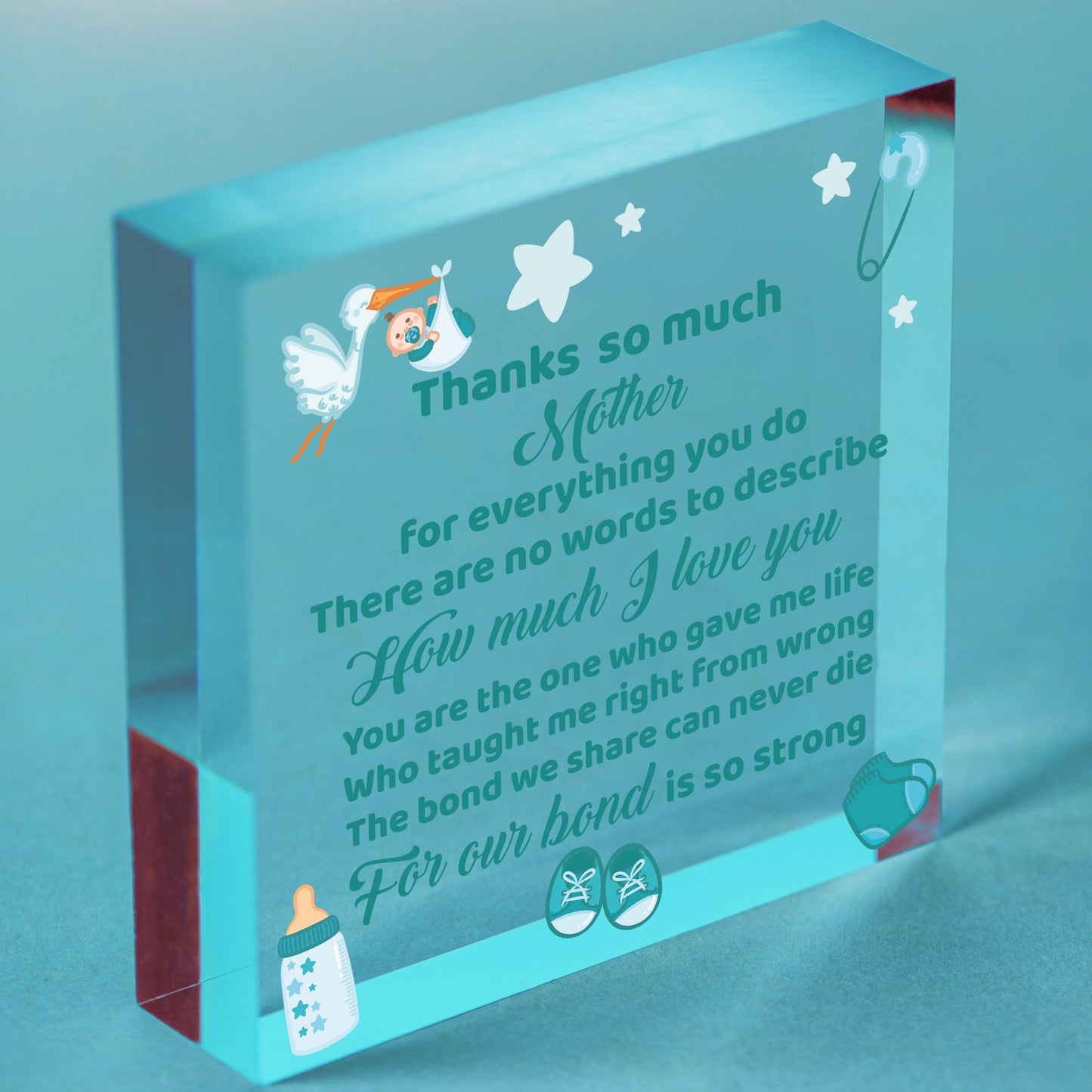 Thank You Mum Gifts Wooden Heart Cute Mums Sign Daughter Baby Bump Gifts New Free-Standing Block