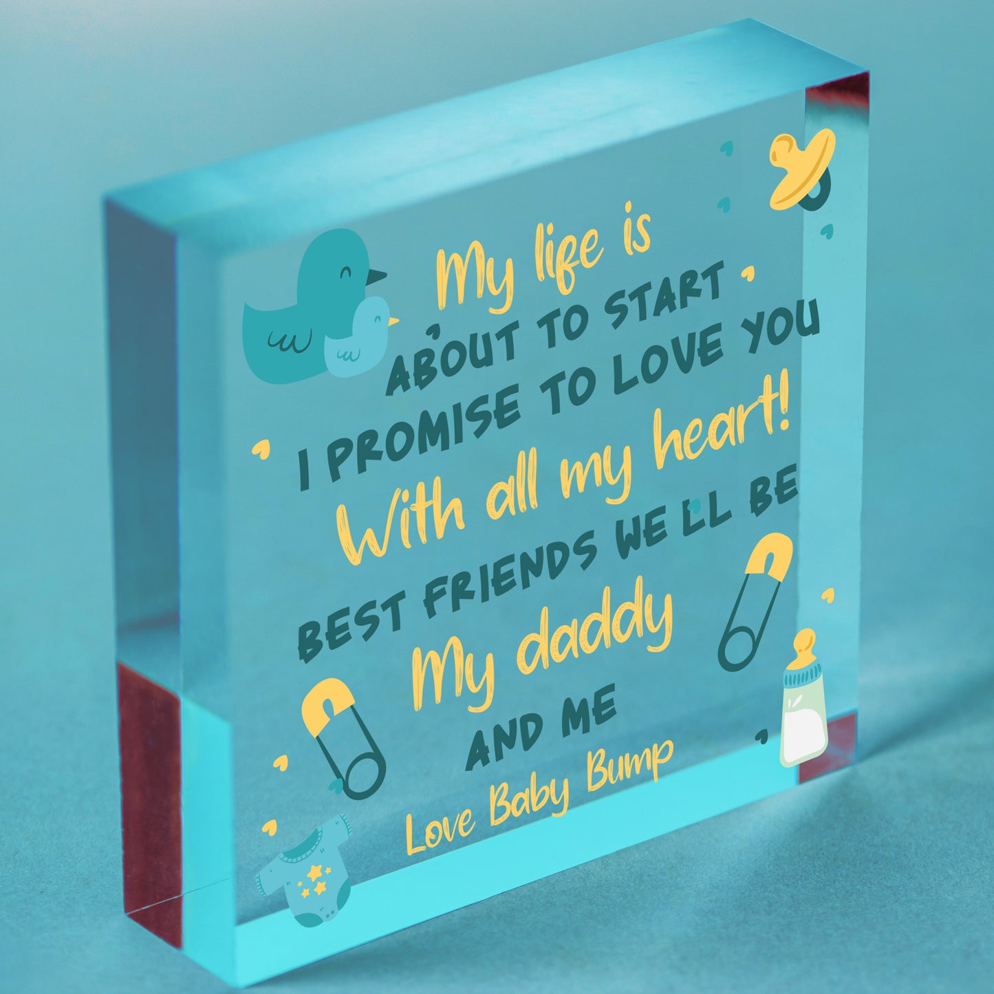 Dad Birthday Christmas Gifts Wooden Heart Daddy To Be Gifts From Bump Keepsake Free-Standing Block