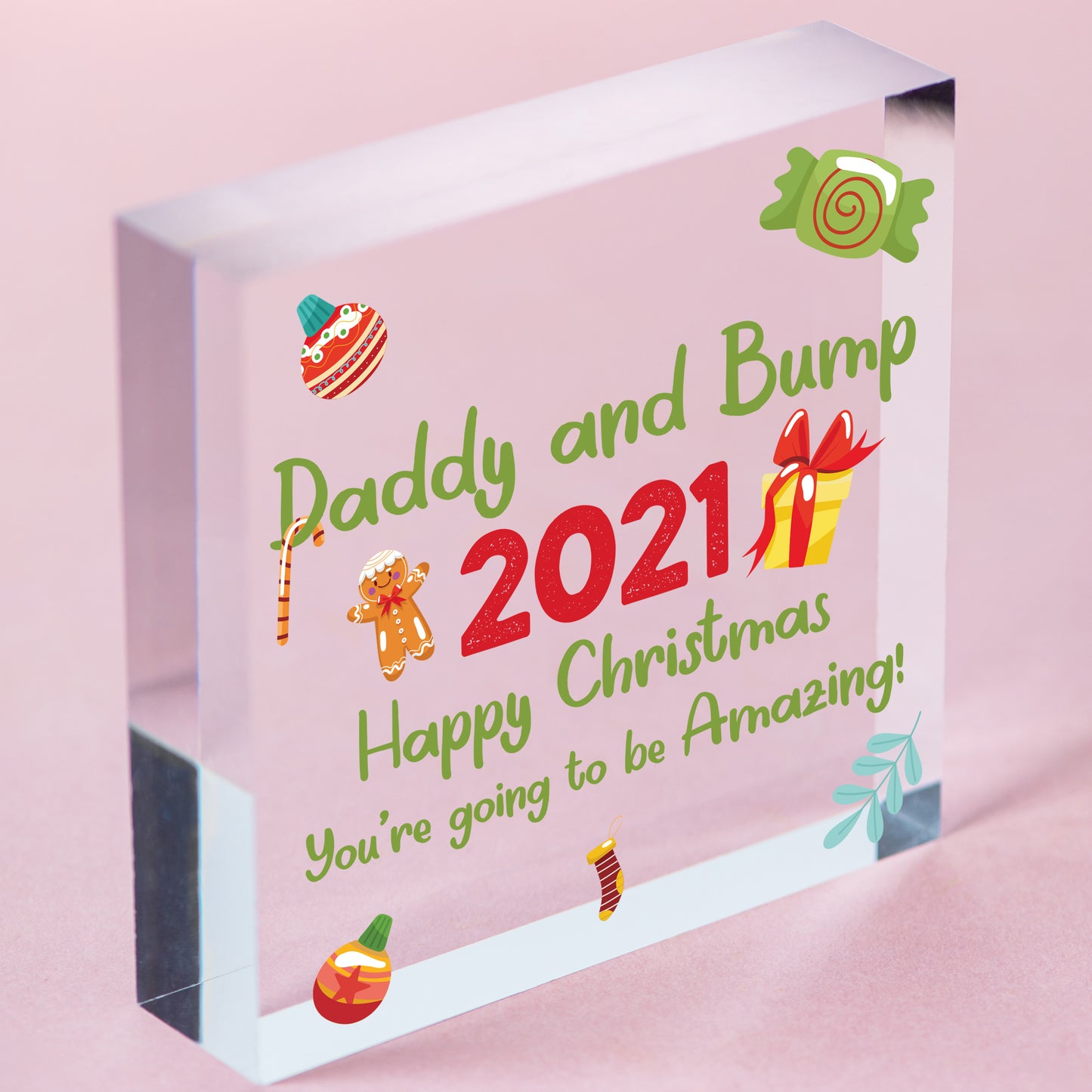 Daddy To Be Gift From Bump Engraved Heart Christmas Gift For Daddy Xmas Decor Free-Standing Block