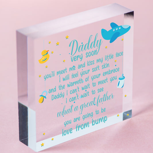 Handmade Heart From Bump Gifts Dad Daddy To Be Father Baby Son Daughter Card Free-Standing Block