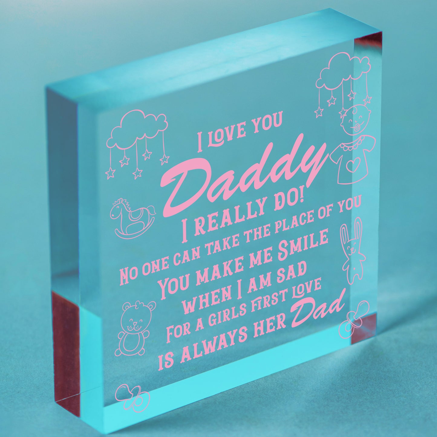 Bump Gifts Wooden Heart Dad Daddy Father Baby Son Daughter Card Thank You Gift Free-Standing Block