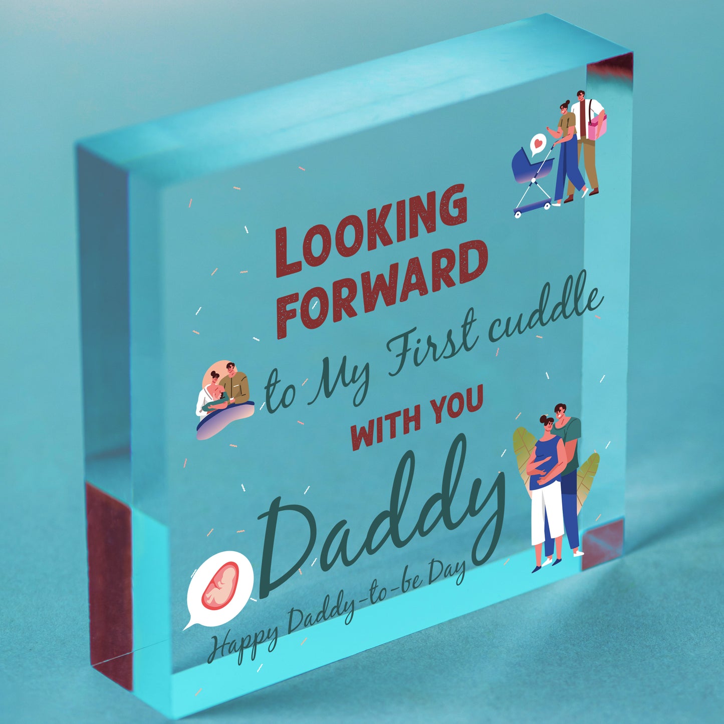 First Cuddle Daddy From Bump Gifts Heart Dad To Be Father Card Baby Son Daughter Free-Standing Block