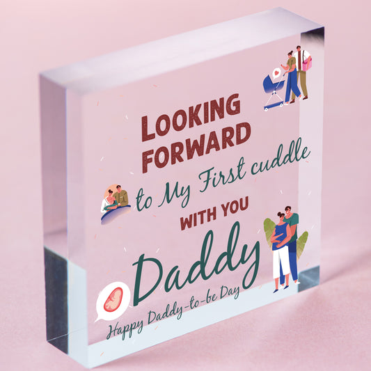 First Cuddle Daddy From Bump Gifts Heart Dad To Be Father Card Baby Son Daughter Free-Standing Block