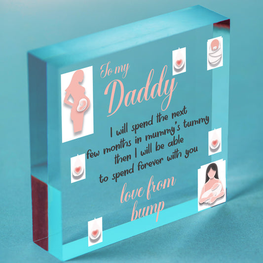 Handmade Wooden Heart From Bump Gifts Dad To Be Father Baby Son Daughter Card Free-Standing Block