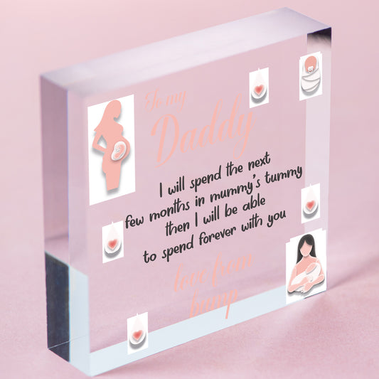 Handmade Wooden Heart From Bump Gifts Dad To Be Father Baby Son Daughter Card Free-Standing Block