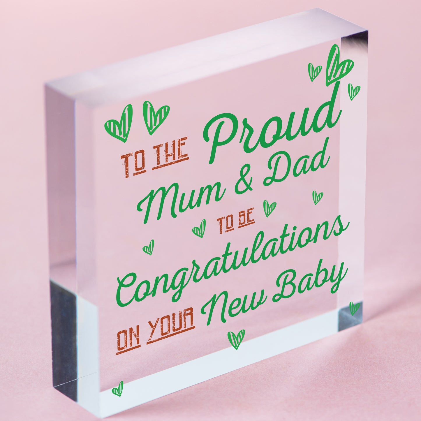 Mum &amp; Dad To Be Baby Shower Birth Gift Congratulations Mummy Daddy Bump Present Free-Standing Block