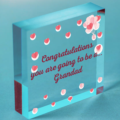 Handmade Pregnancy Announcent Gift Heart Congratulations Grandad Dad From Bump Free-Standing Block