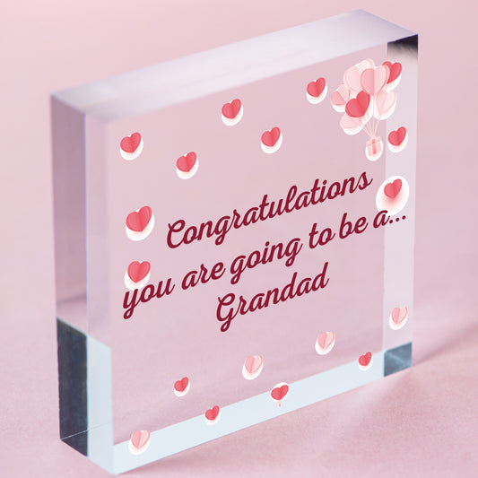 Handmade Pregnancy Announcent Gift Heart Congratulations Grandad Dad From Bump Free-Standing Block