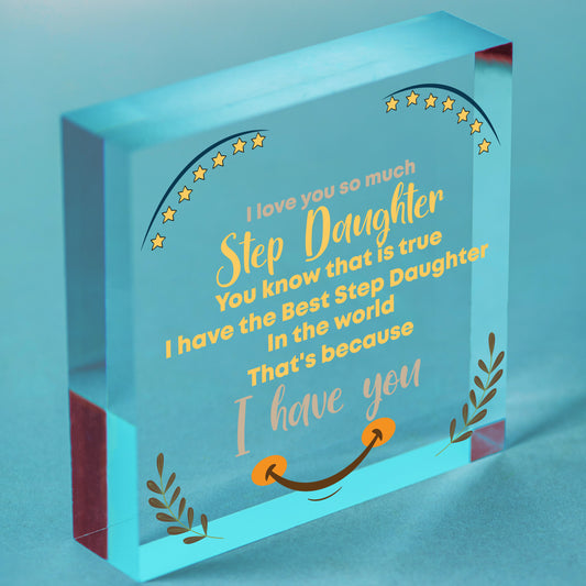 Daddy Daughter Gifts Mother And Daughter Gifts Wooden Heart Step Daughter Plaque Free-Standing Block