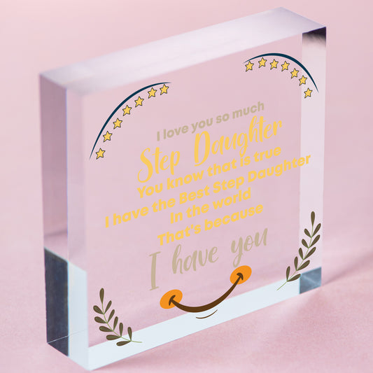 Daddy Daughter Gifts Mother And Daughter Gifts Wooden Heart Step Daughter Plaque Free-Standing Block