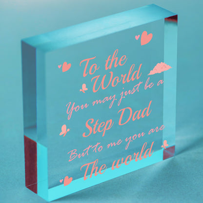 Step Dad Daddy Gifts Christmas Birthday Wooden Heart Plaque Sign Gift Keepsake Free-Standing Block