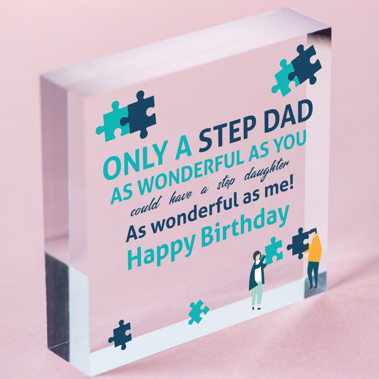 Stepdad Gifts Dad Birthday Gift Thank You Wood Heart Sign Son Kids Gift For Him Free-Standing Block