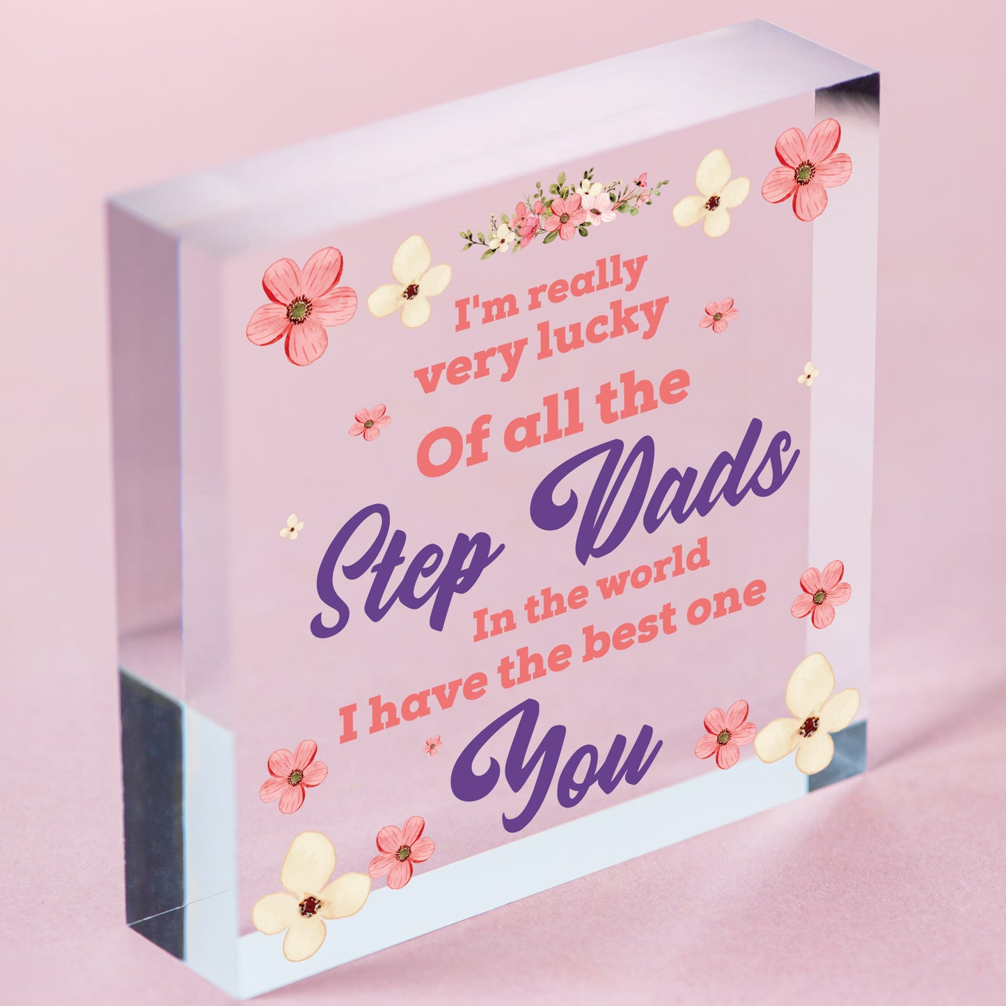 STEP DAD Father Gift Wooden Heart Plaque Birthday Christmas Daddy Gift For Him Free-Standing Block