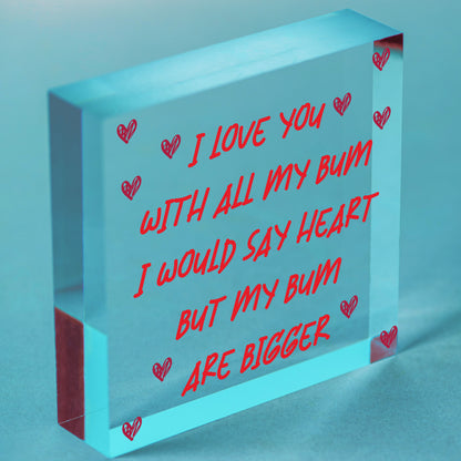 Funny Valentines Day Card For Boyfriend Husband Novelty Card For Him Rude Gift Free-Standing Block