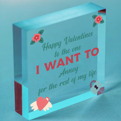 Quirky Valentines Day hanging plaque For Him Her Funny Husband Wife Boyfriend hanging plaque Free-Standing Block